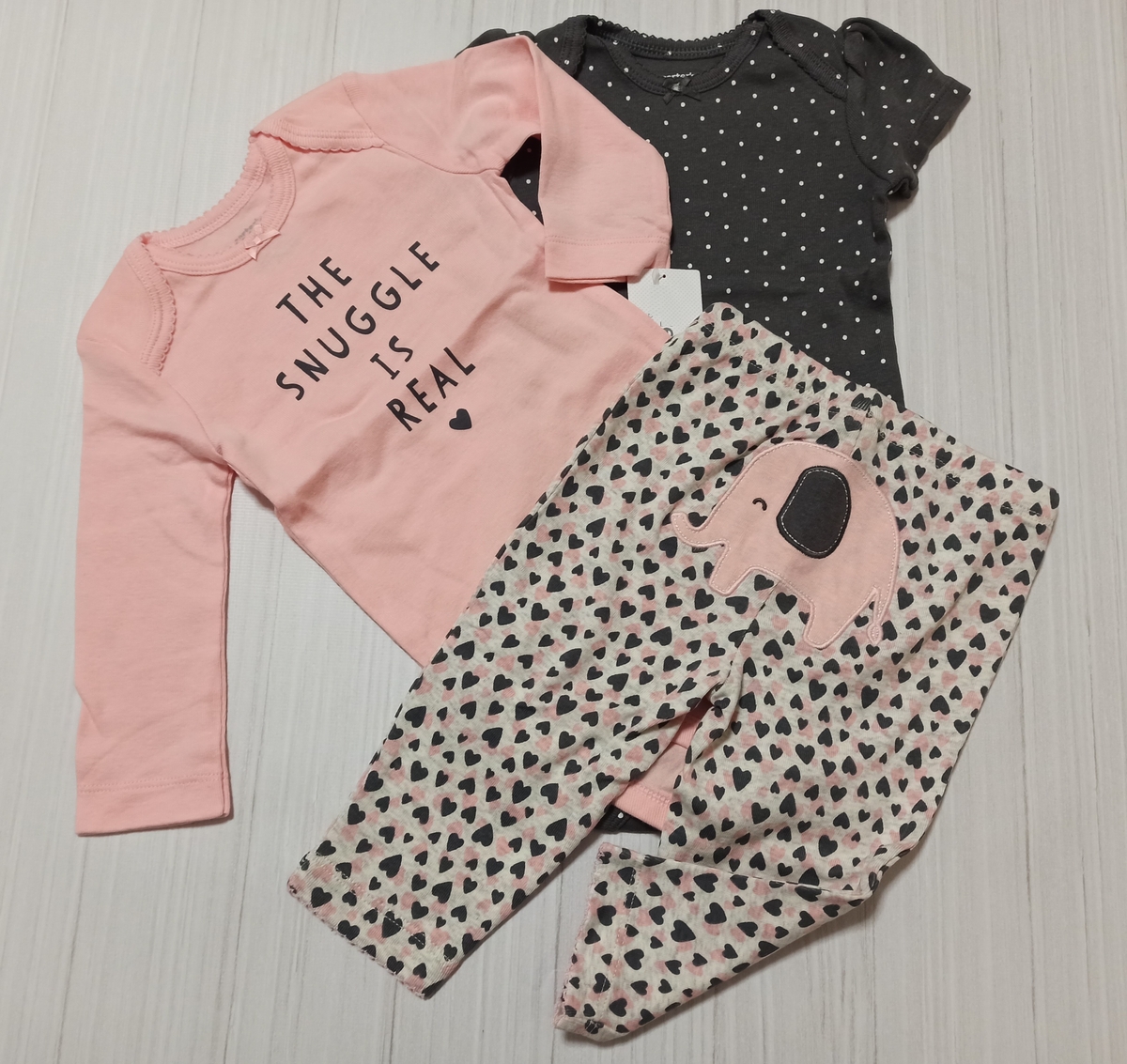 Комплект трійка з боді «Слоник+сердечки» (139910) 3,24 міс