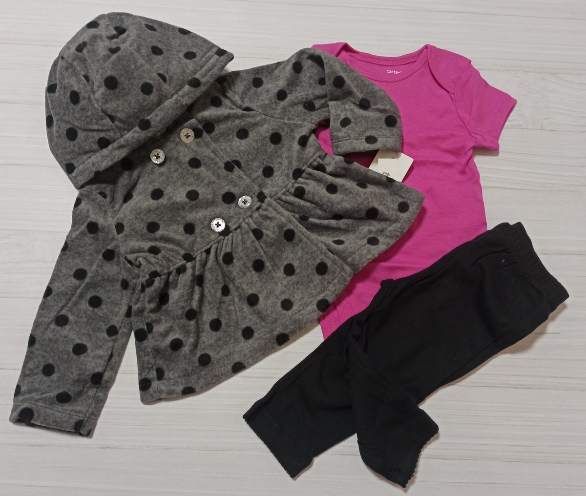 Флісовий комплект трійка «Сірий у горох» (515910) 6,9,18міс